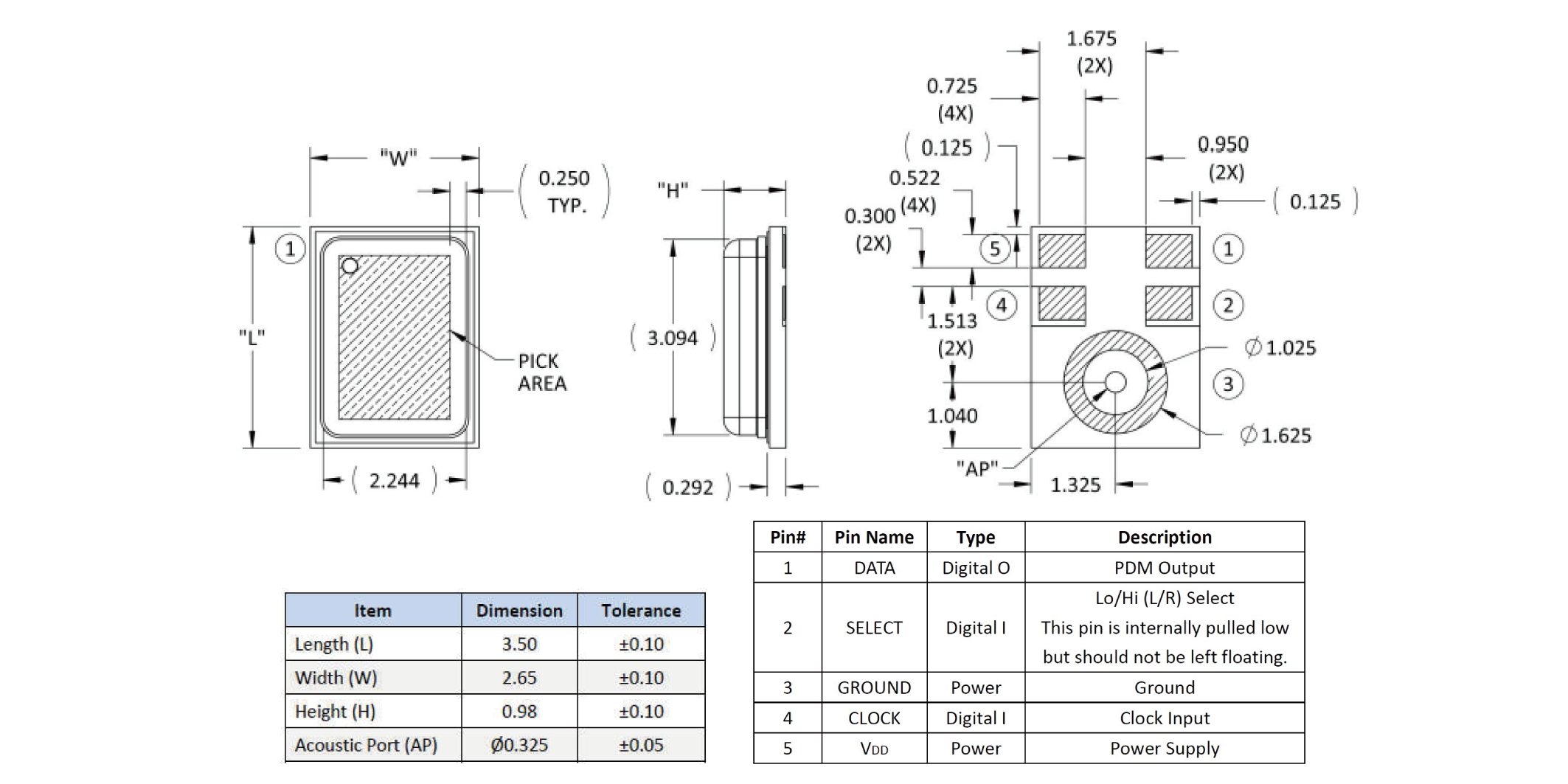 CMM3526DL-098H64S261 Mechanical Drawing